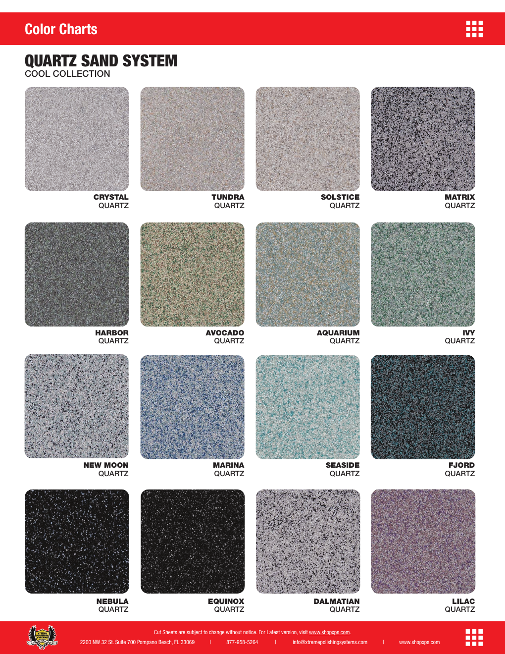 XPS Cool Quartz color chart
