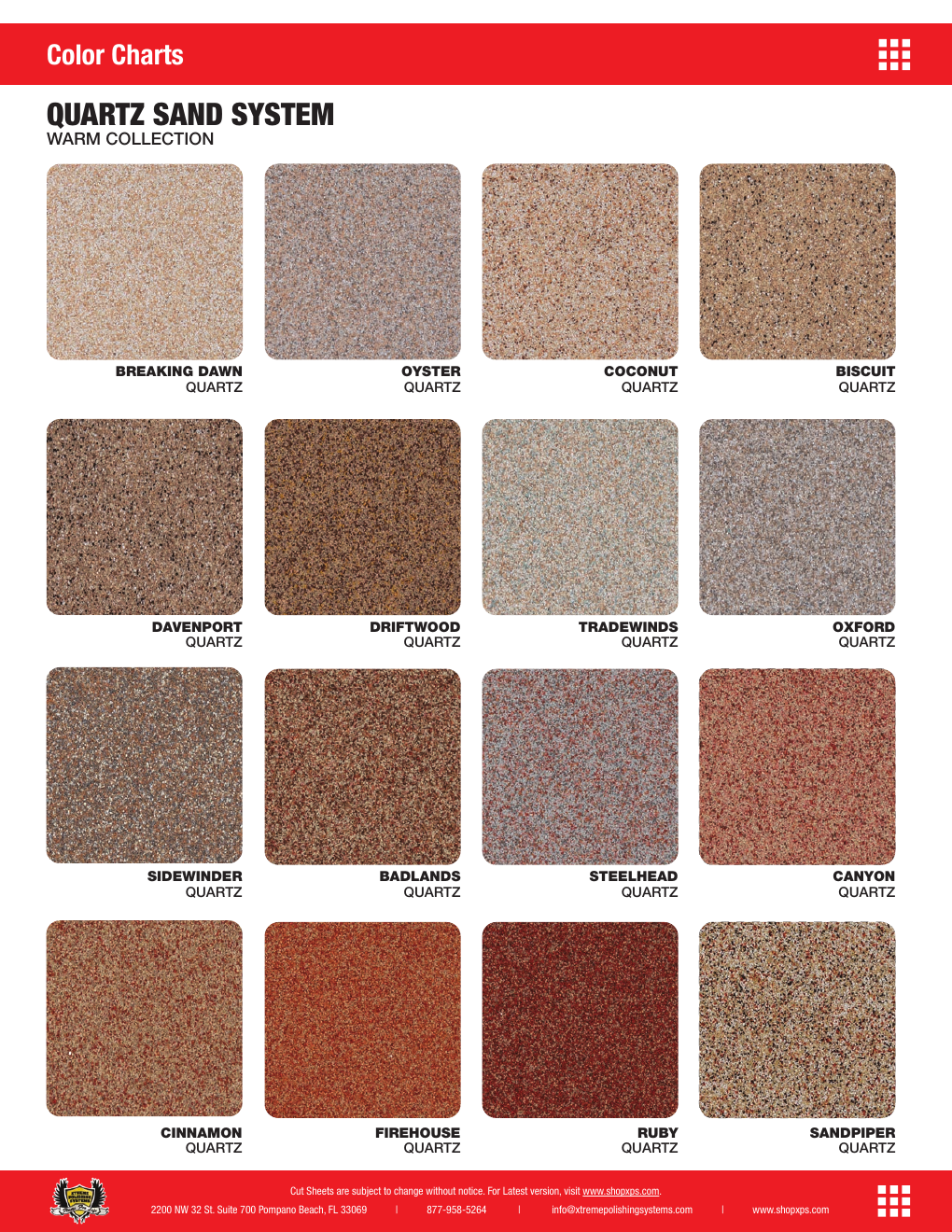 XPS Warm Quartz color chart